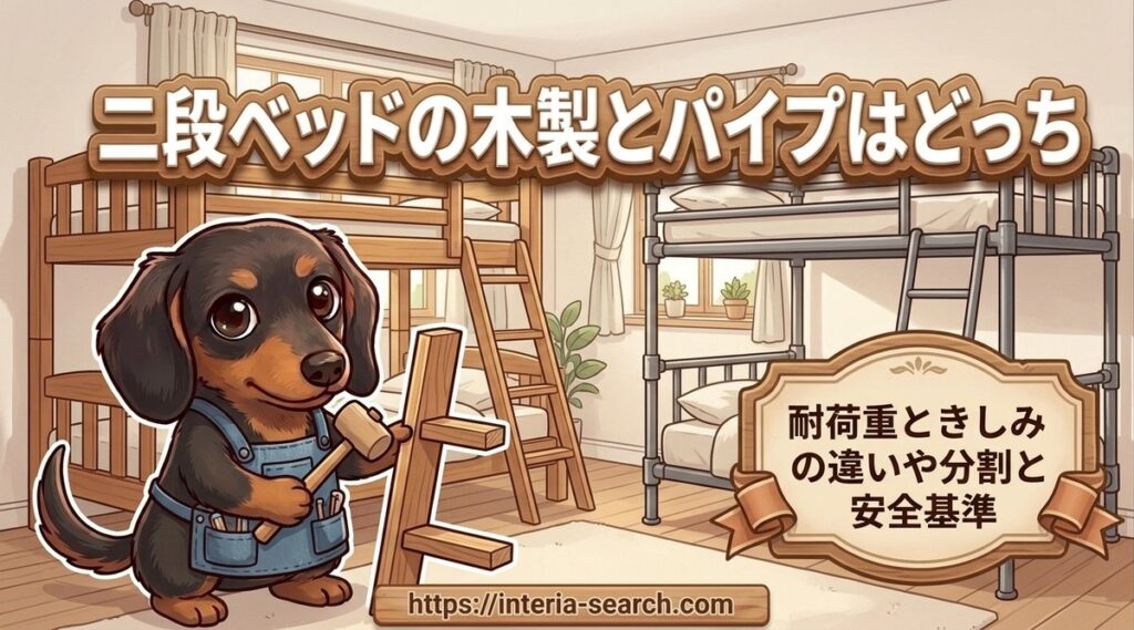 【二段ベッドの木製とパイプはどっち】耐荷重ときしみの違いや分割と安全基準
