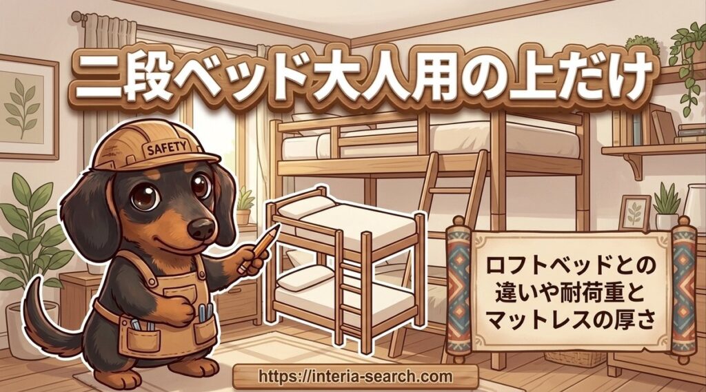【二段ベッド大人用の上だけ】ロフトベッドとの違いや耐荷重とマットレスの厚さ