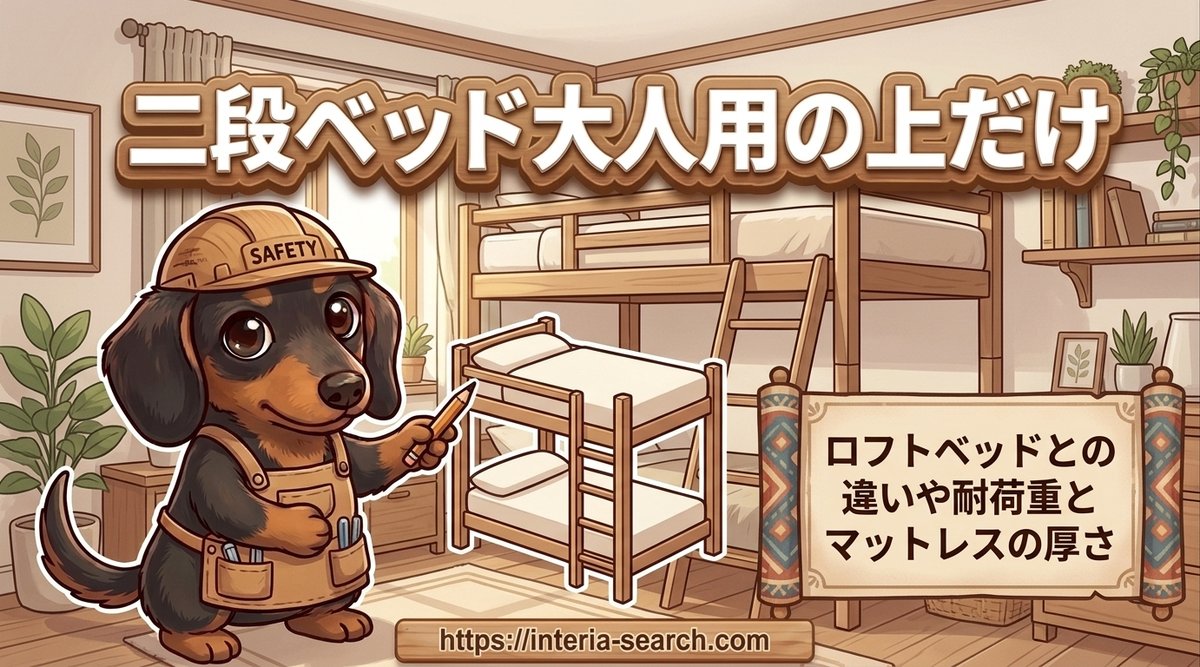【二段ベッド大人用の上だけ】ロフトベッドとの違いや耐荷重とマットレスの厚さ