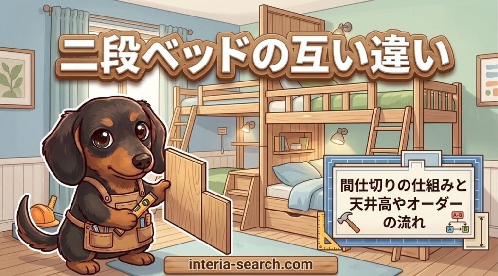 【二段ベッドの互い違い】間仕切りの仕組みと天井高やオーダーの流れ
