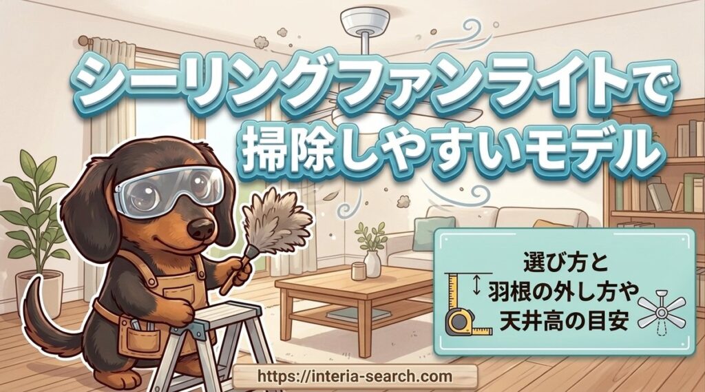 【シーリングファンライトで掃除しやすいモデル】選び方と羽根の外し方や天井高の目安