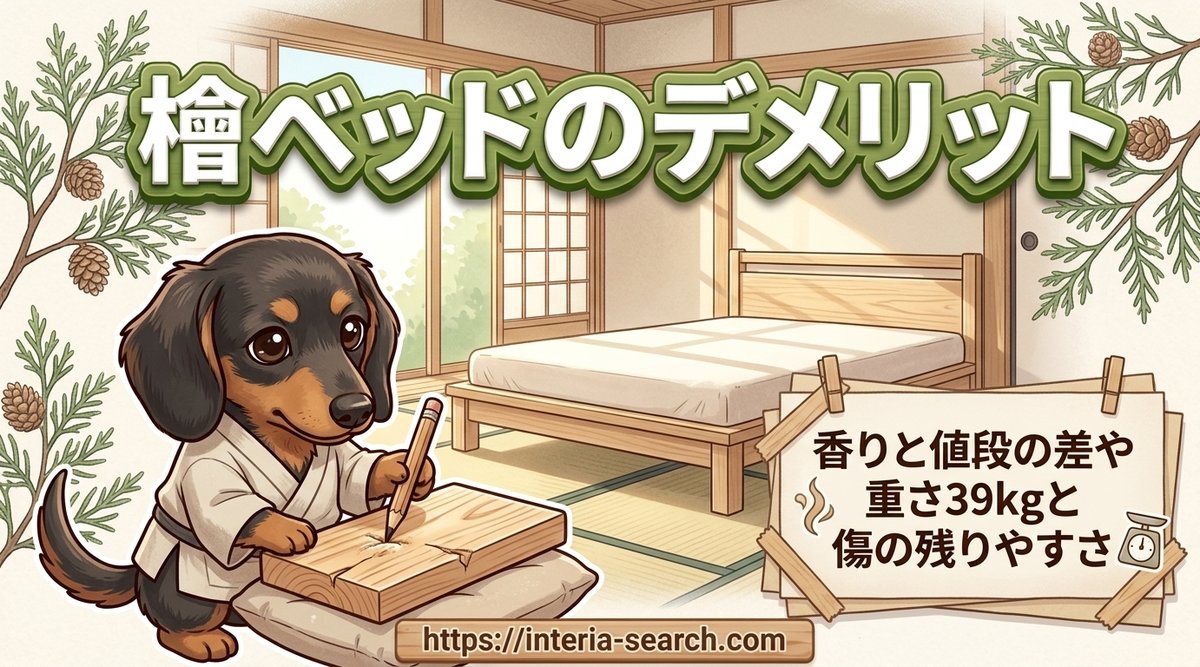 【檜ベッドのデメリット】香りと値段の差や重さ39kgと傷の残りやすさ