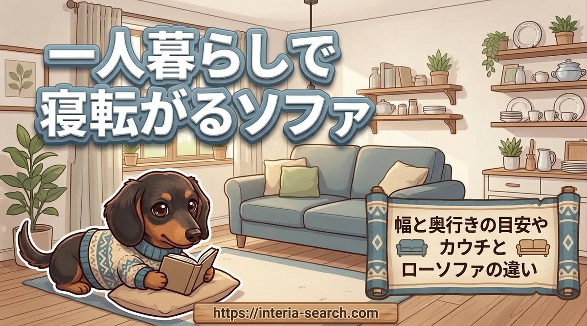 【一人暮らしで寝転がるソファ】幅と奥行きの目安やカウチとローソファの違い