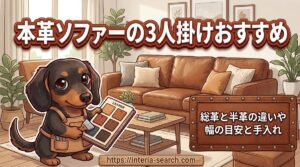 【本革ソファーの3人掛けおすすめ】総革と半革の違いや幅の目安と手入れ