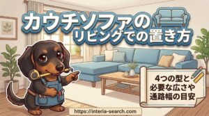 【カウチソファのリビングでの置き方】4つの型と必要な広さや通路幅の目安