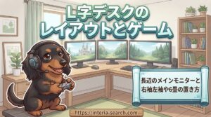 【L字デスクのレイアウトとゲーム】長辺のメインモニターと右袖左袖や6畳の置き方