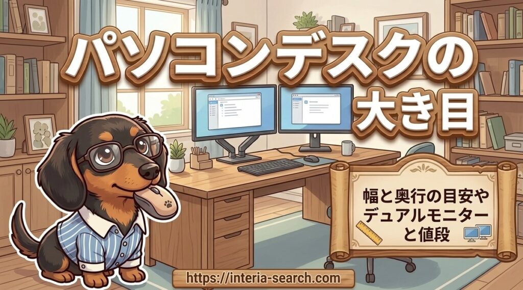 【パソコンデスクの大き目】幅と奥行の目安やデュアルモニターと値段