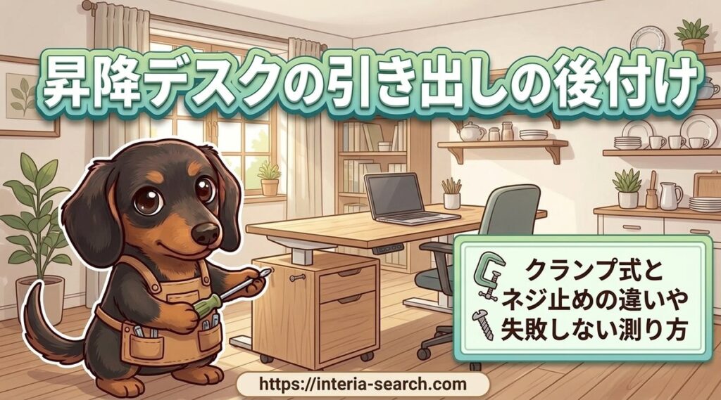 【昇降デスクの引き出しの後付け】クランプ式とネジ止めの違いや失敗しない測り方