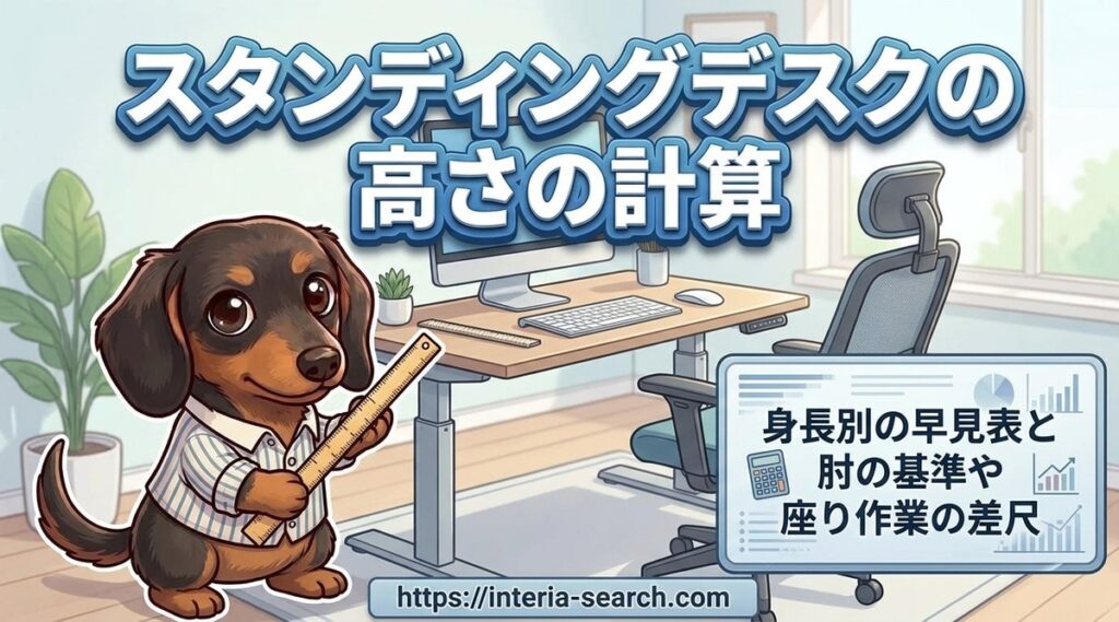 【スタンディングデスクの高さの計算】身長別の早見表と肘の基準や座り作業の差尺