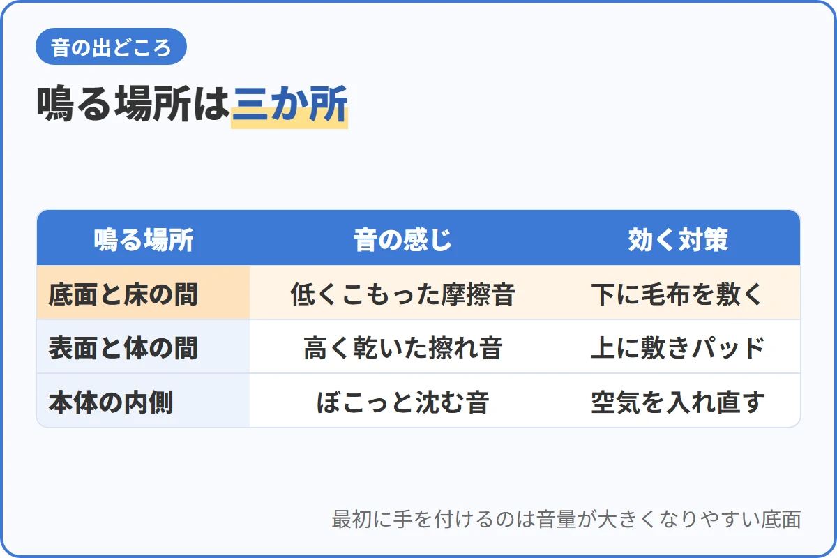 鳴る場所は三か所