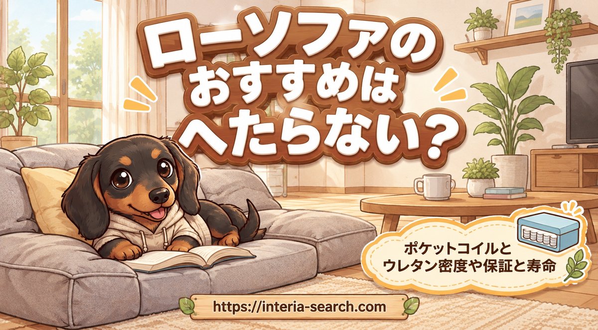 【ローソファのおすすめはへたらない？】ポケットコイルとウレタン密度や保証と寿命