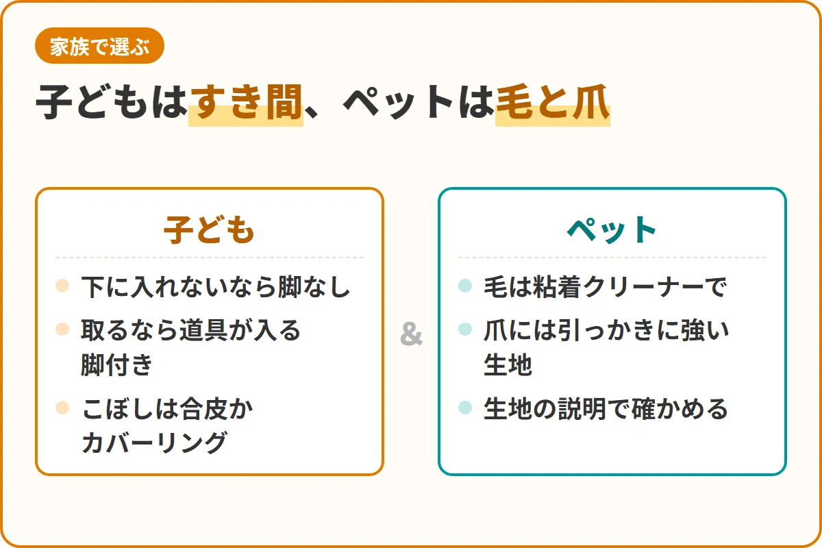 子どもはすき間、ペットは毛と爪